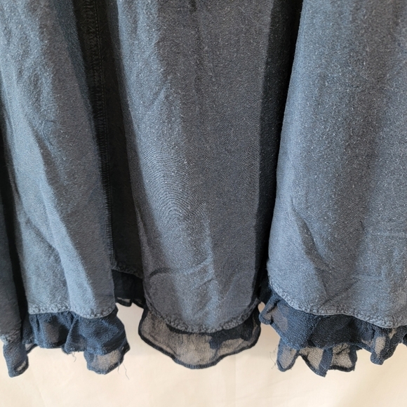 Denim 24/7 Navy Floral Embroidered Lagenlook Top Sz 26W Button Front Gauze - Picture 9 of 12